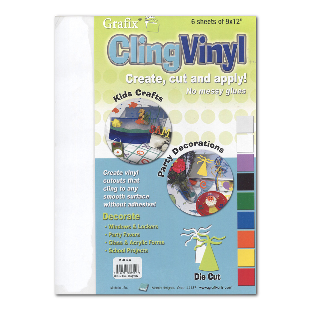 Grafix Cling Vinyl Film Clear 9X12 6/Pack 96701136926 eBay