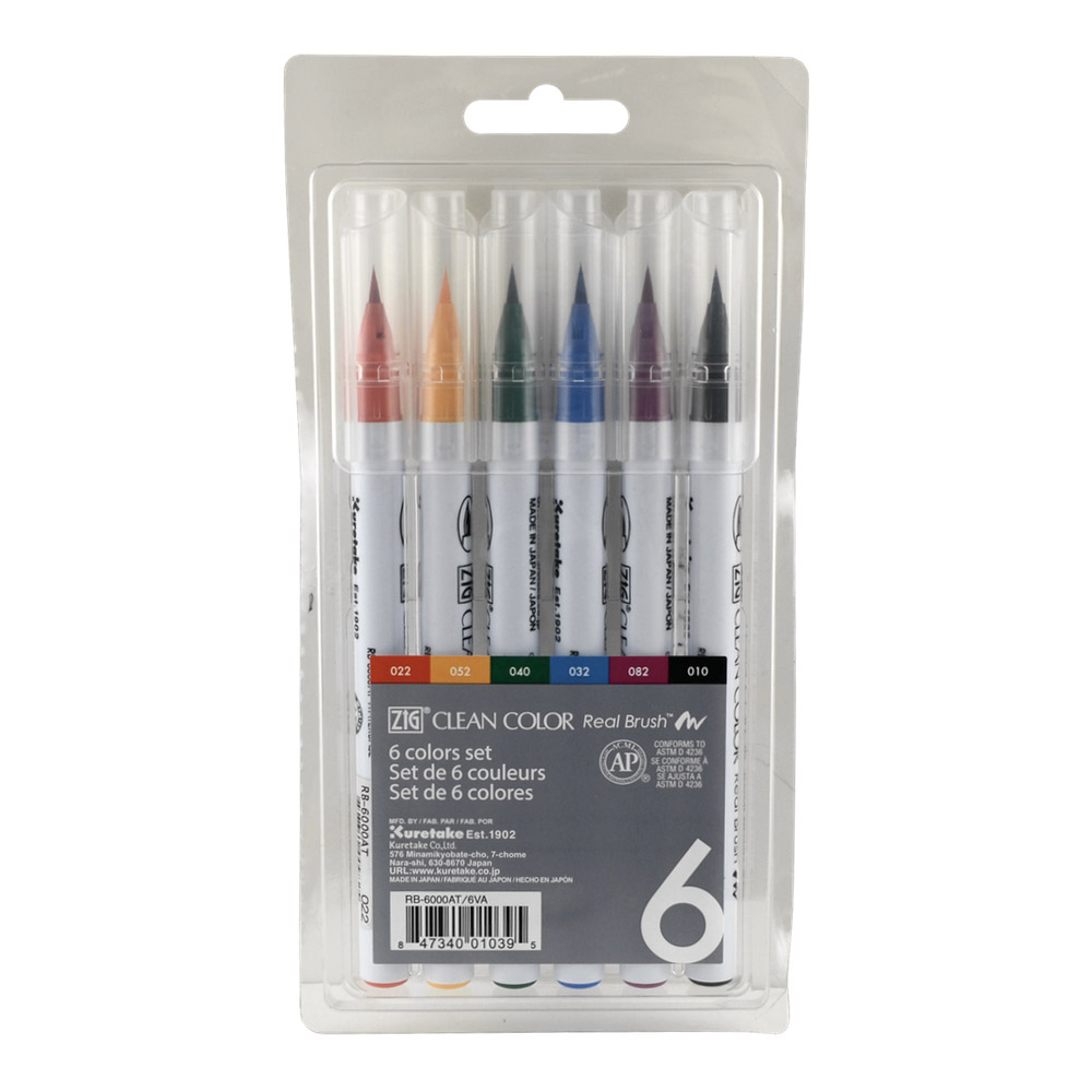 BUY Zig Clean Color Real Brush Marker Set/6