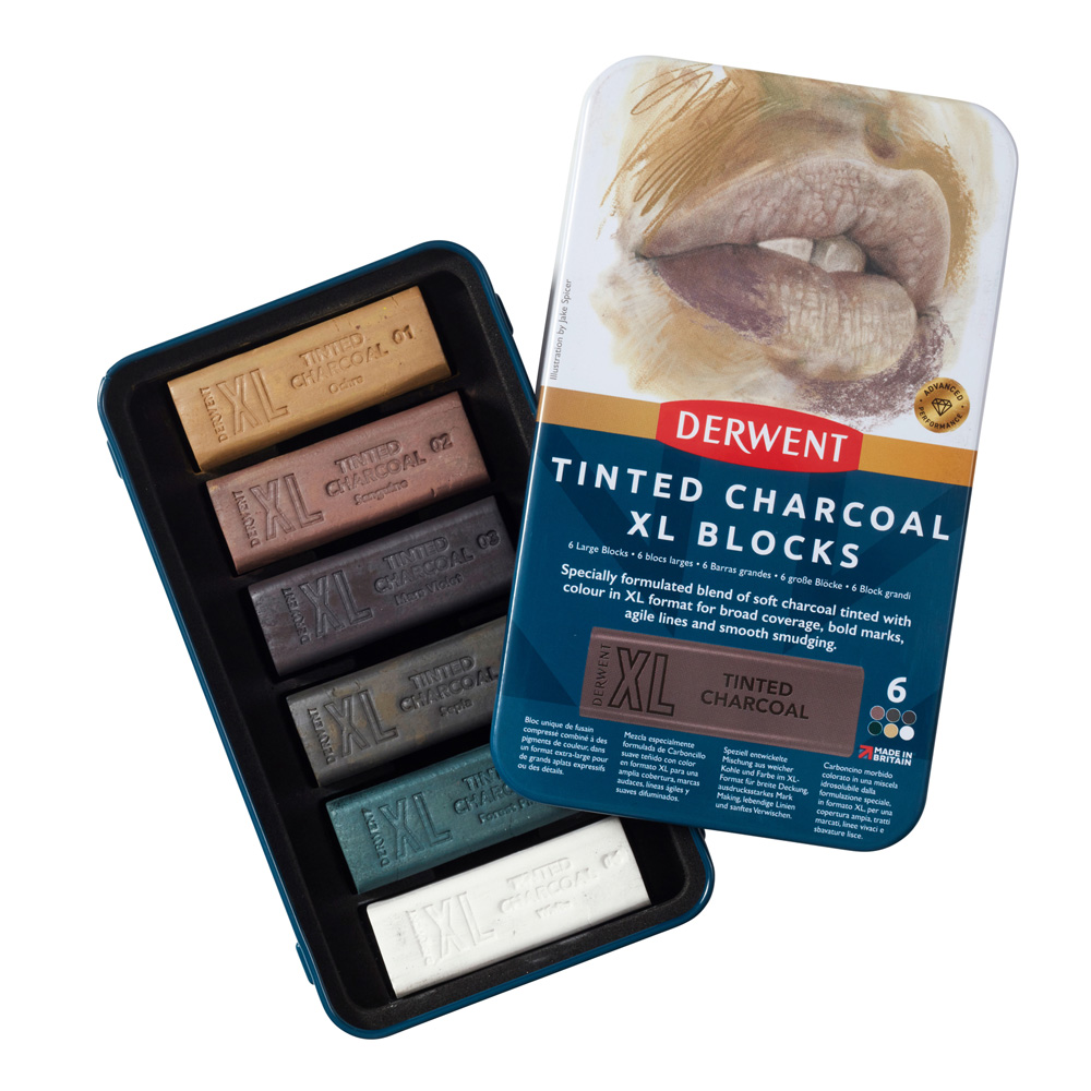 Derwent XL Blocks Tinted Charcoal Set/6