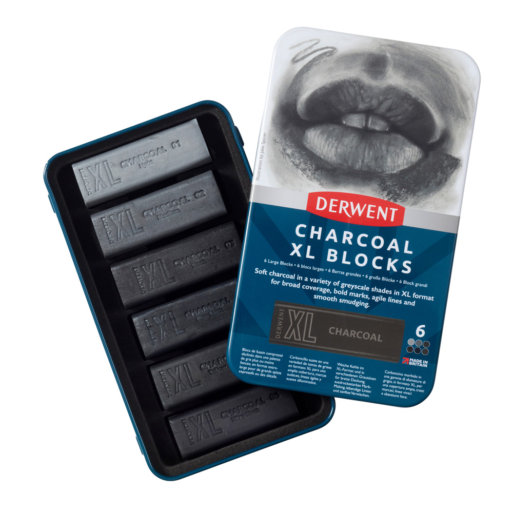 Derwent XL Blocks Greyscale Charcoal Set/6