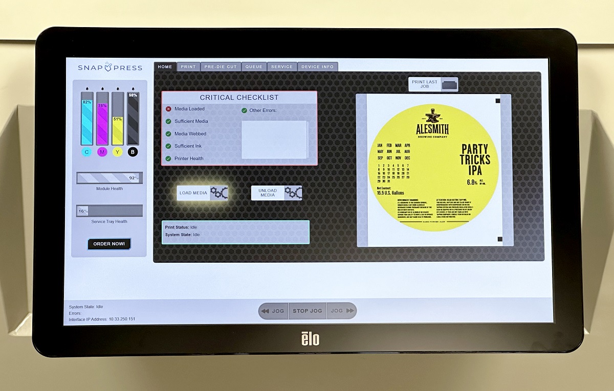 SnapPress Label Printer Screen