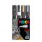 Posca PC-5M White Black Gold Silver Set